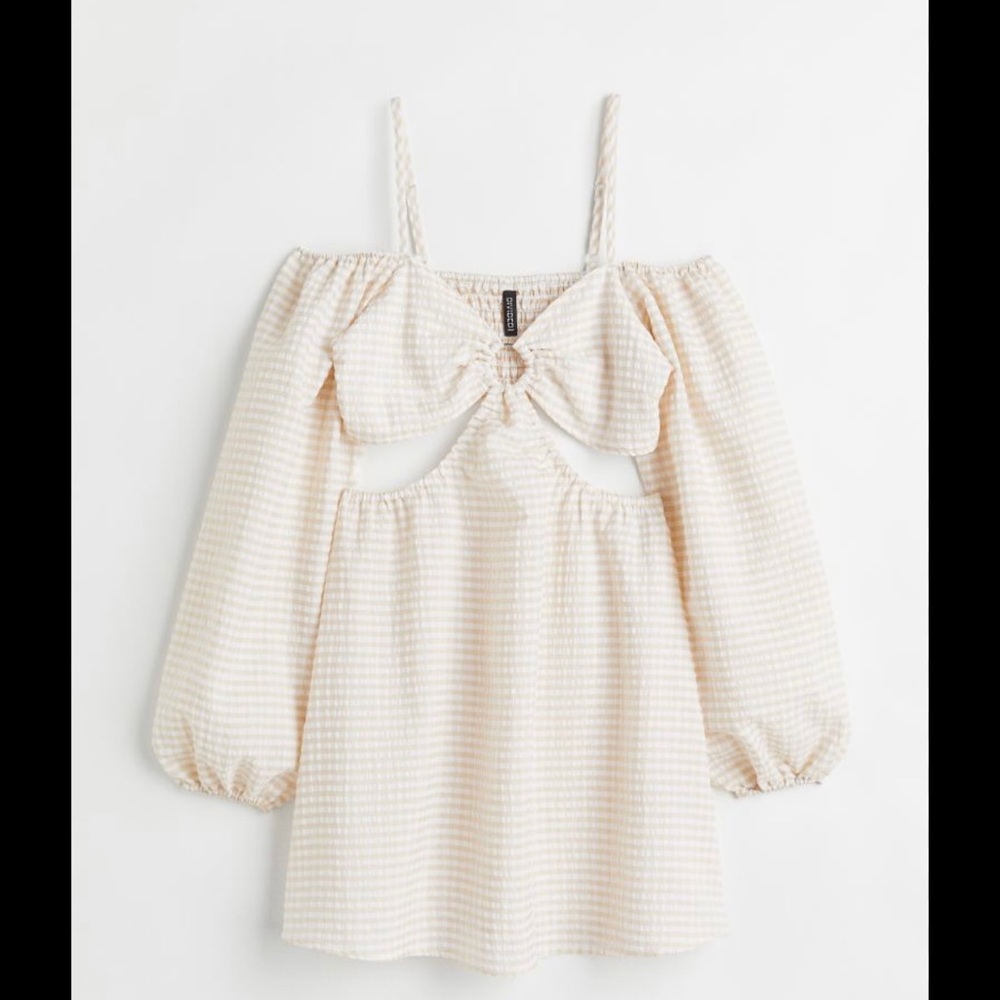 Cream and white gingham dress